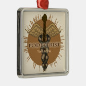 Podiatrist Caduceus Premium Platz Ornament Aus Metall (Rechts)