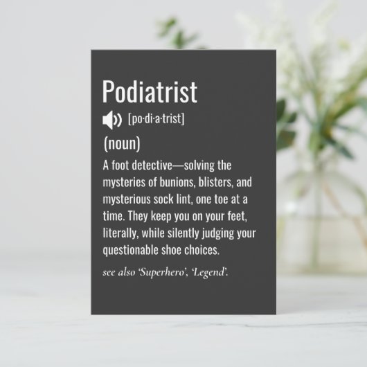 Podiatrist Dankeskarte (Stehend Vorderseite)