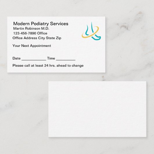 Podiatrist Modern Logo Appointment Cards Terminkarte (Vorne/Hinten)