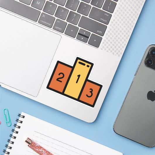 Podium Aufkleber (Laptop mit iPhone)