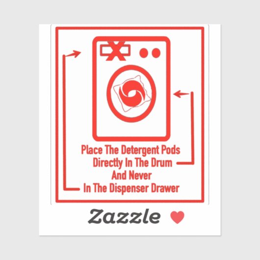 'Pods direkt in' Waschsalon Red Overlay platzieren Aufkleber (Blatt)