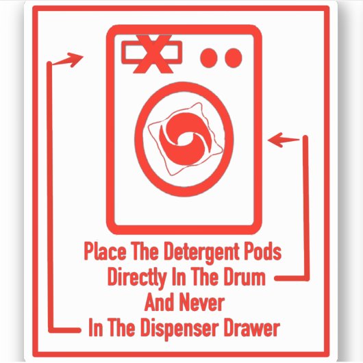 'Pods direkt in' Waschsalon Red Overlay platzieren Aufkleber (Vorderseite)