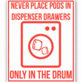 'Pods in Drum platzieren' Waschsalon Red Overlay Aufkleber (Vorderseite)
