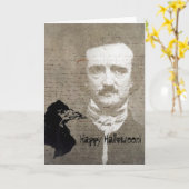 Poe And The Raven Grunge Digital Art, Halloween Karte (Gelbe Blume)