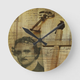 Poe-Collage Runde Wanduhr
