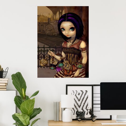 Poe - gotisches Steampunk viktorianisch - Kunstdru Poster (Heimbüro)