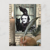 Poe Mixed Media Collage Postkarte (Vorderseite)