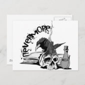 Poe Nevermore Raven Skull & Book Postkarte (Vorne/Hinten)