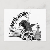 Poe Nevermore Raven Skull & Book Postkarte (Vorderseite)