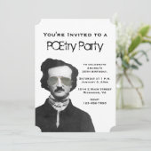 POE-Party Einladungen mit Edgar Allan Poe (Stehend Vorderseite)
