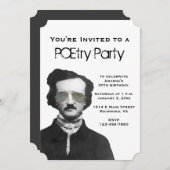 POE-Party Einladungen mit Edgar Allan Poe (Vorne/Hinten)