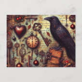 Poe Raven Collage Postkarte (Vorderseite)