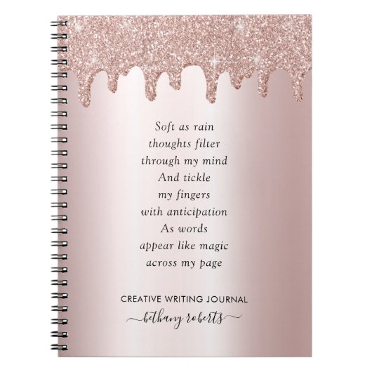 Poem for Writers Blush Metallic and Glitter Drips Notizblock (Vorderseite)