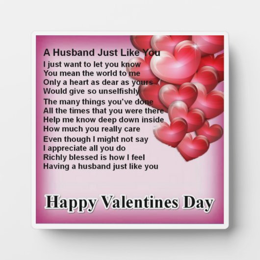 Poem Plaque - Valentinstag - Herzen 1 Fotoplatte (Vorderseite)