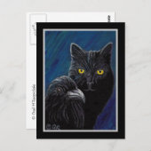 Poe's Cat & Raven Postcard Postkarte (Vorne/Hinten)