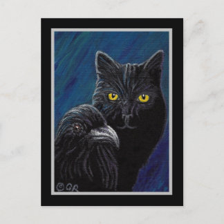 Poe's Cat & Raven Postcard Postkarte