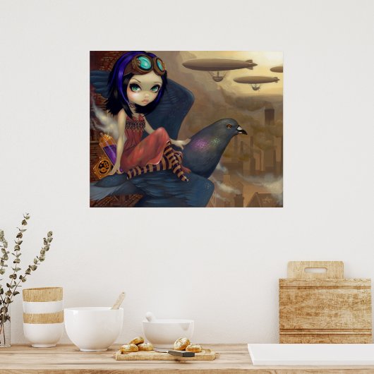 Poe's Flight ART PRINT Steampunk Fee urbane Poster (Küche)