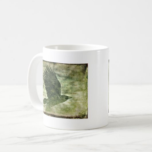 Poe's Grunge Raven Kaffeetasse (Vorderseite Links)