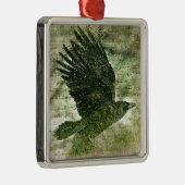 Poe's Grunge Raven Silbernes Ornament (Rechts)