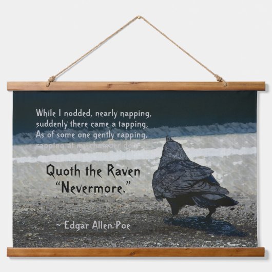 Poe's Raven Quote Gothic Wandteppich Mit Holzrahmen (Vorne)
