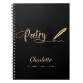 Poesie Black Gold elegante Drehname Notizblock (Vorderseite)