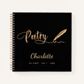 Poesie Black Gold elegante Drehname Notizblock (Vorderseite)