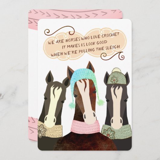 Poesie Pferde Weihnachten handgefertigte Häkelkatz (Vorne/Hinten)