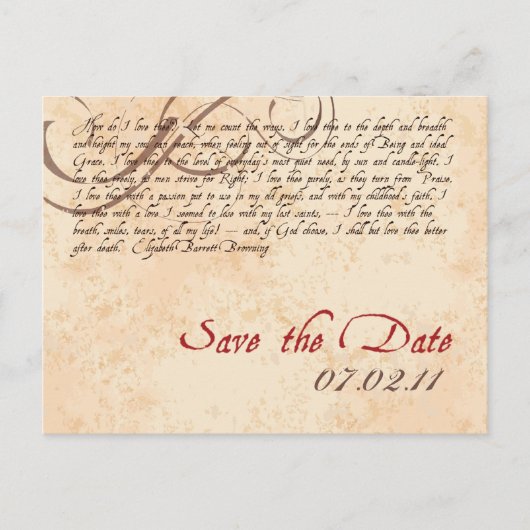Poesie Save the Date Postkarte (Vorderseite)
