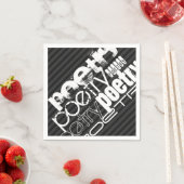 Poesie; Schwarz & Dunkelgrau Streifen Serviette (Beispiel)