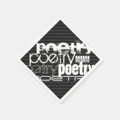 Poesie; Schwarz & Dunkelgrau Streifen Serviette (Ecke)