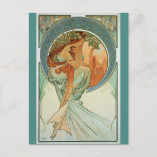 Poesie von Alfons Mucha - Jugendstil Postkarte