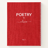 Poesie von Individuelle Name Red Linen Foto Notizblock (Rückseite)