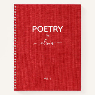 Poesie von Individuelle Name Red Linen Foto Notizblock