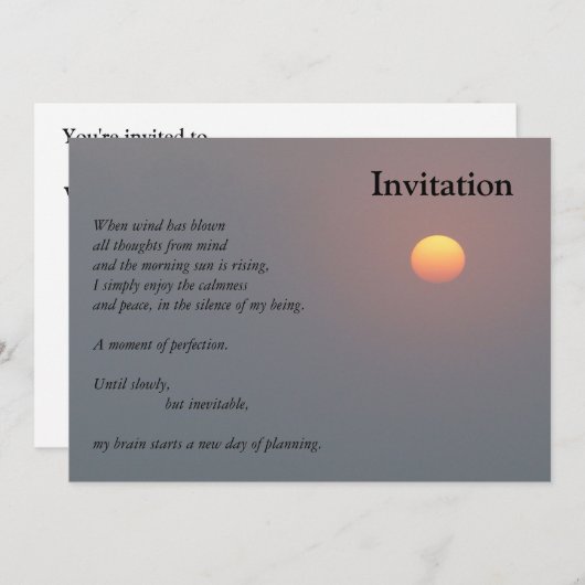 Poesie - Wachende Sonne Einladung (Vorne/Hinten)