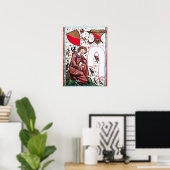 POET IM GARTEN DER VÖGEL Mittelalter Miniatur Poster (Heimbüro)