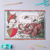 POET IM GARTEN DER VÖGEL Mittelalter Miniatur Seidenpapier (Basteln)