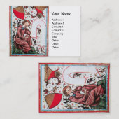 POET IM GARTEN DER VÖGEL Mittelalter Miniatur Visitenkarte (Vorne/Hinten)