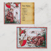 POET IM GARTEN DER VÖGEL Mittelalterliches Pergame Visitenkarte (Vorne/Hinten)