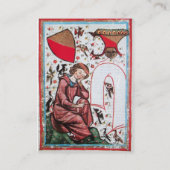 POET IM GARTEN DER VÖGEL Mittelalterliches Pergame Visitenkarte (Rückseite)