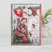 POET IM GARTEN DES VÖGELMONOGRAMS EINLADUNG (Stehend Vorderseite)