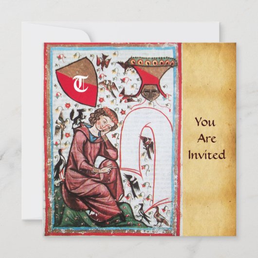 POET IM GARTEN DES VÖGELMONOGRAMS EINLADUNG (Vorderseite)