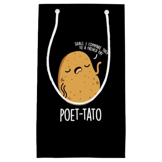 Poet tato Funny Potato Pun Dark BG Kleine Geschenktüte (Vorderseite)