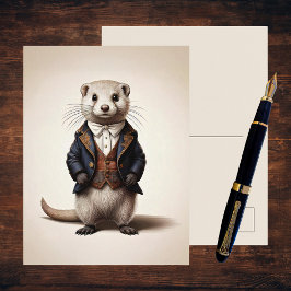 Poetcore Literary Weasel | Dark Academia Postkarte