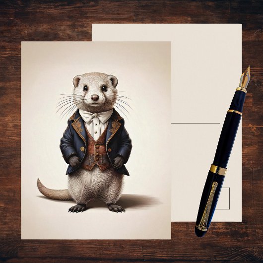 Poetcore Literary Weasel | Dark Academia Postkarte