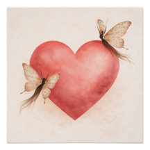 Poetic Butterfly Form -Heart Poster