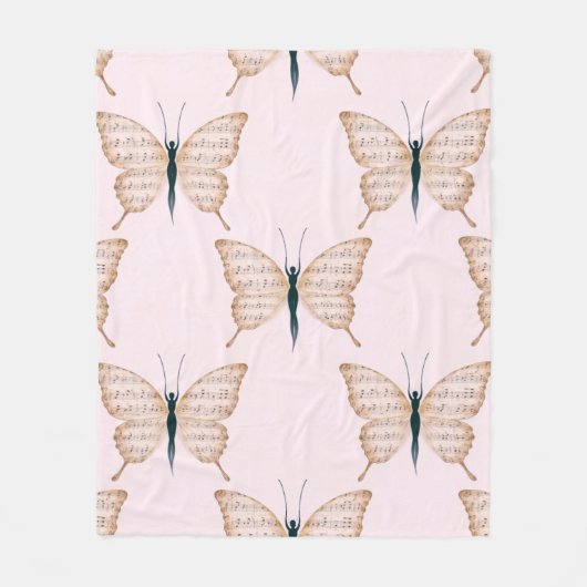 Poetic Butterfly Form Pink Fleecedecke (Vorderseite)