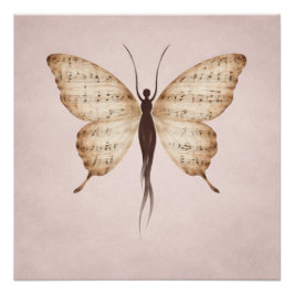Poetic Butterfly Form Square Poster 
