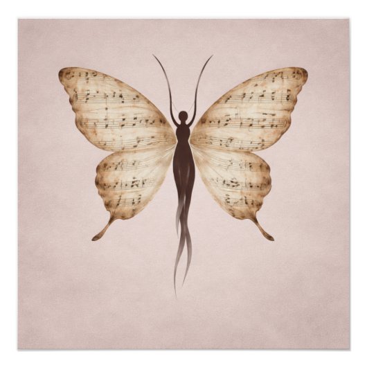 Poetic Butterfly Form Square Poster  (Vorderseite)