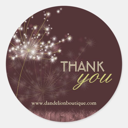 Poetic Fall Dandelion Business Vielen Dank Runder Aufkleber (Vorderseite)