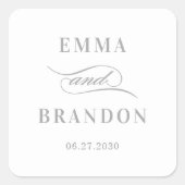 Poetic Script Editable Color Gastgeschenk Hochzeit Quadratischer Aufkleber (Vorderseite)